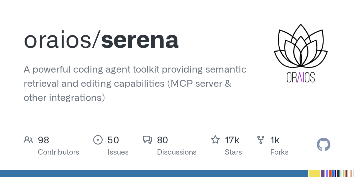 GitHub - oraios/serena: A powerful coding agent toolkit providing semantic retrieval and editing capabilities (MCP server & other integrations)